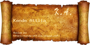 Kende Attila névjegykártya